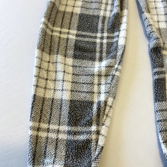 Aerie Women's Plaid Snowed-In Fleece Jogger Pajama Pants Size Gray White S - Picture 2 of 9
